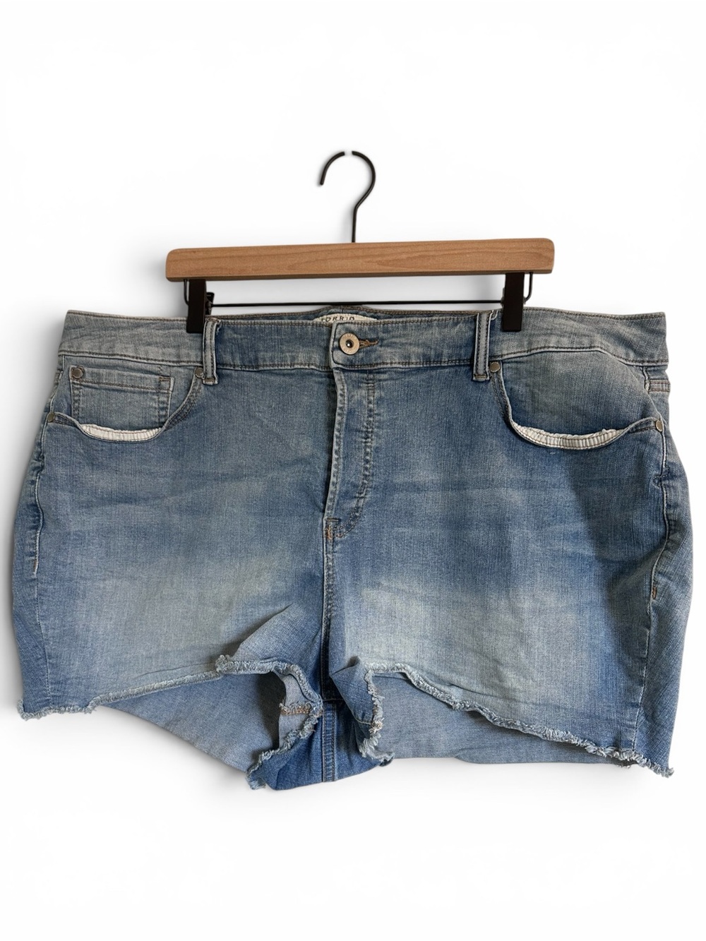 torrid Light Wash Frayed Cutoff Denim Shorts Plus Size 26 Plus